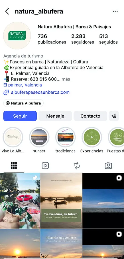 Ejemplo de perfil de Instagram para marcas y negocios