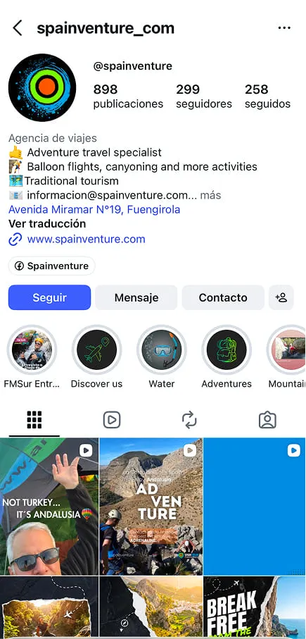 Ejemplo de perfil de Instagram para marcas y negocios